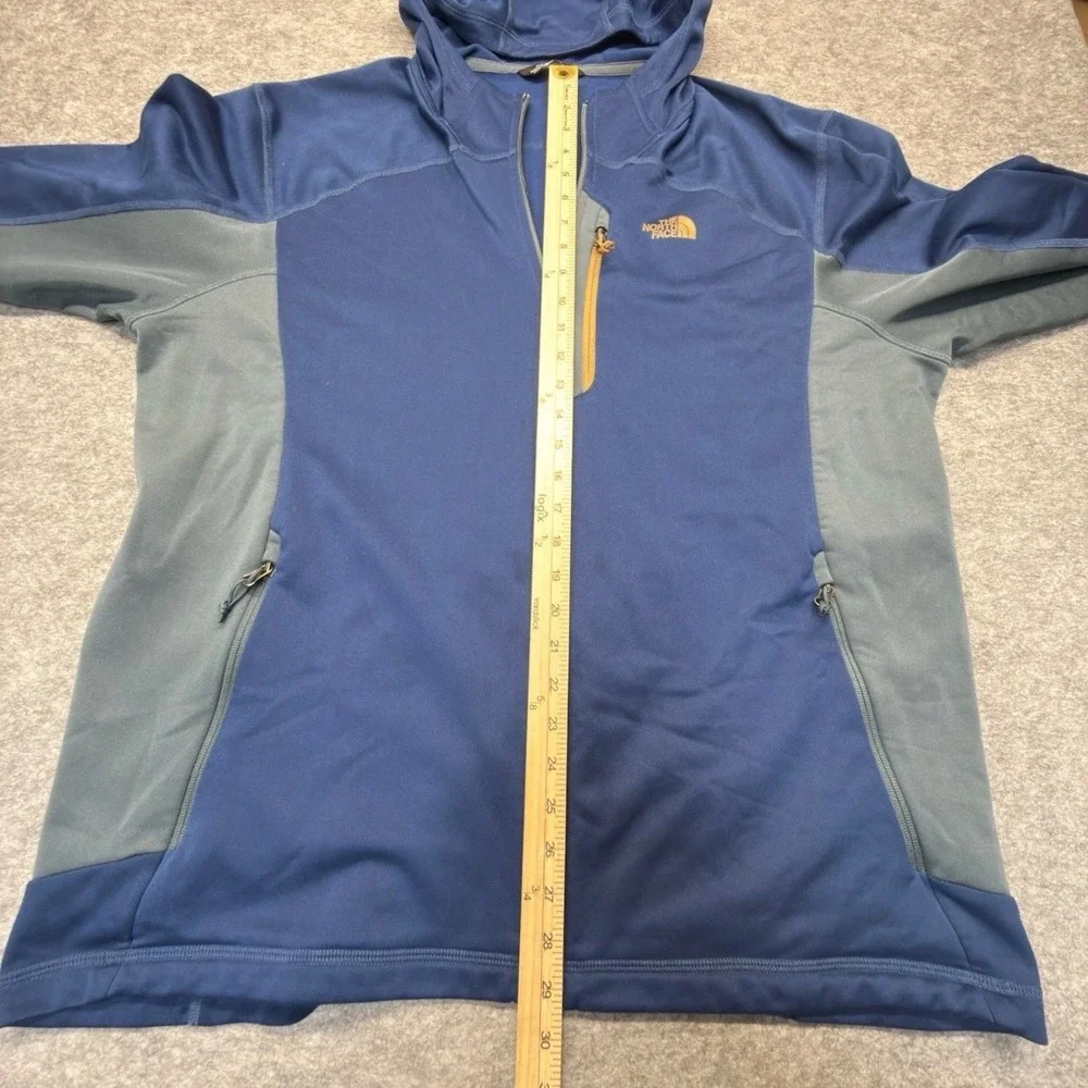 The North Face Full Zip Hoodie Mens XXL Chest Pocket Polyester Blue Gray Solid